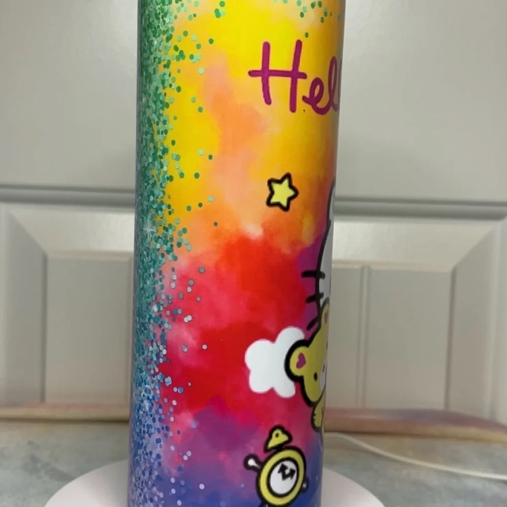 Hello Kitty tie dye glitter 20 oz skinny Tumbler